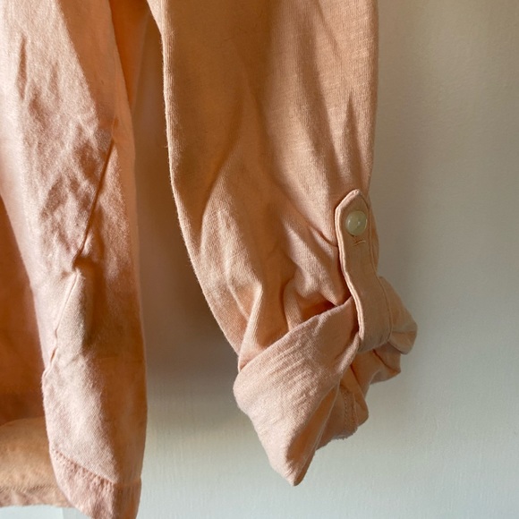 3/$15 Style & Co Peach Colored Shirt 3/4 Quarter Sleeve Medium - Picture 3 of 7